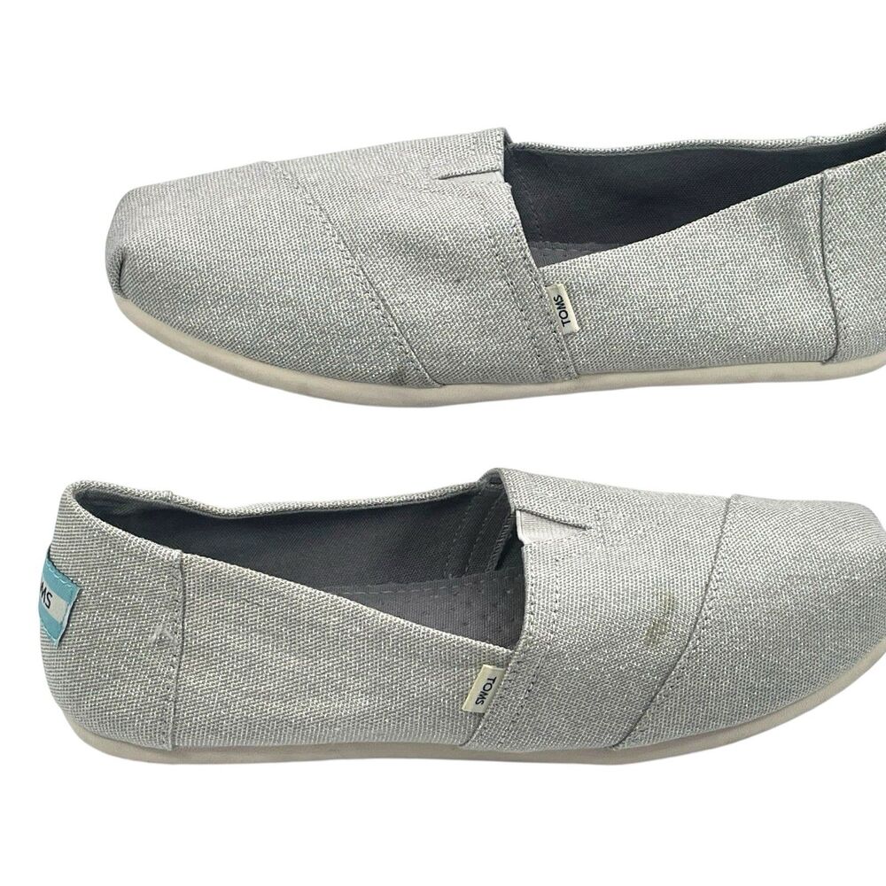 TOMS Classic Alpargata Silver Shimmer Slip On Flats Women’s Size 7 - Picture 2 of 7